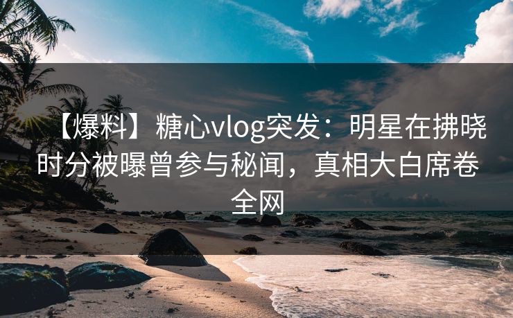 【爆料】糖心vlog突发：明星在拂晓时分被曝曾参与秘闻，真相大白席卷全网